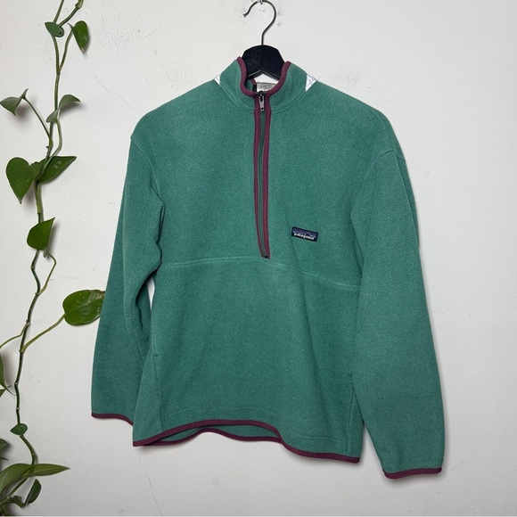 Patagoinia Vintage Kids Synchilla Quarter Zip Pull Over - Teal - Picture 1 of 6